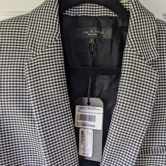 Rag & Bone Houndstooth Women's Andre Blazer size 6 in Black and White NWT - Picture 4 of 9